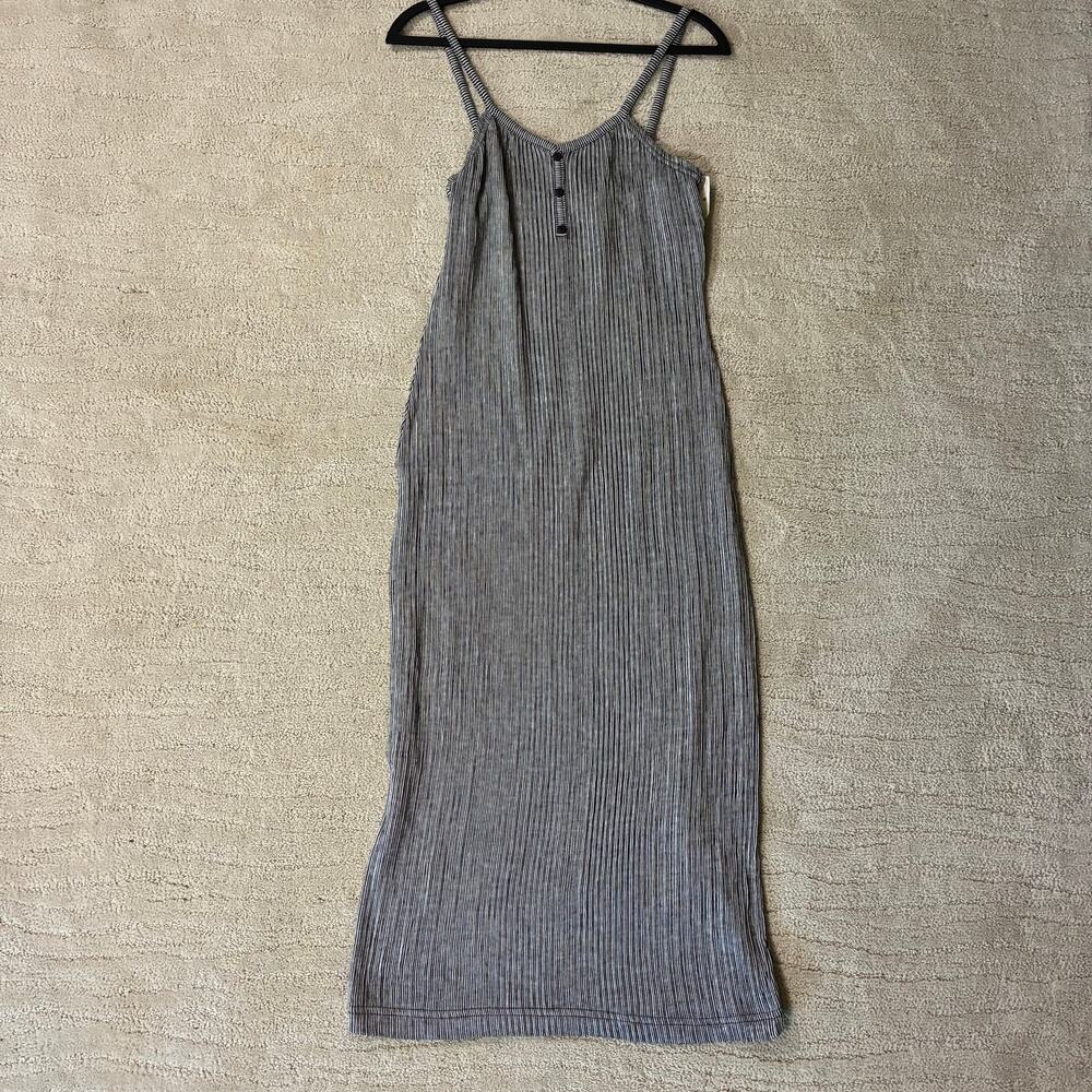 Vintage 80s Young Edwardian Dead Stock Women L Pin Stripe Fitted A Line Dress